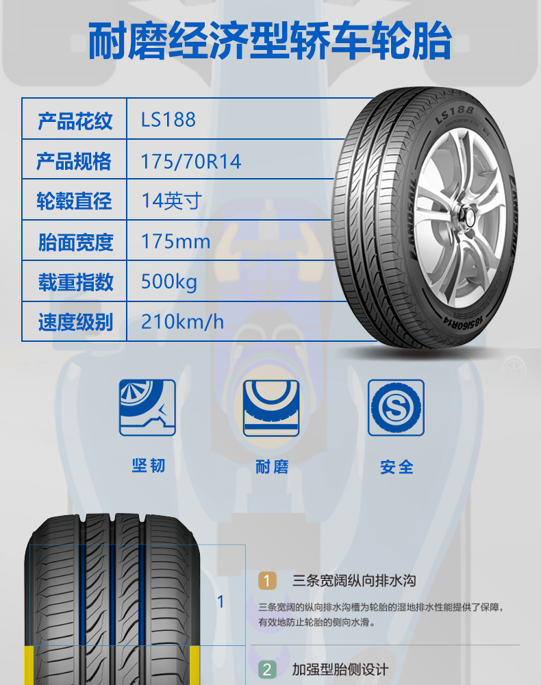 Lốp không khí đường bộ LS188 175 / 70R14 84H Lốp xe hơi dài thoải mái - Lốp xe bánh xe ô tô