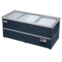 Freezer commercial display cabinet refrigerated frozen fresh-keeping island cabinet horizontal glass door ice cream skewers barbecue stall refrigerator