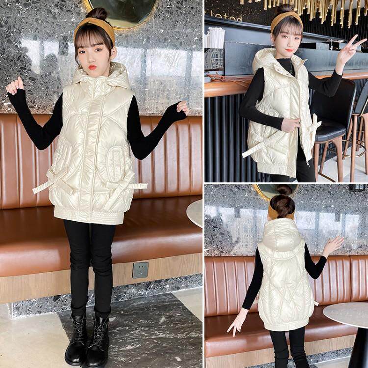 Girl's horse-coat in autumn and winter children's downcast cotton vest thickened in winter wear in large children's clothing