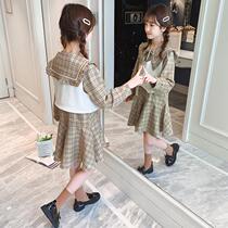 Girls Spring Dress Mall Clothes 2022 New Model of Big Child Fashion Gas Glass Skirt College Wind Two Pieces