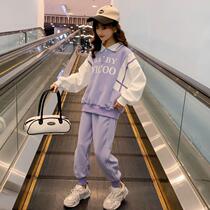 Girls suit 2022 new gas jacket in the big girls sports casual pants fashionable two pieces