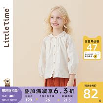 littletime girls Bubble Sleeves Shirt 2022 Chunqiu Farage Artistic Pure Cotton Long Sleeve Blouse Children Lining
