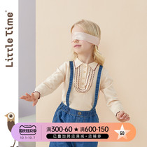 littletime childrens clothing Polo collar sweater 2021 Spring School style vintage girl sweater top