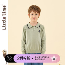 littletime childrens clothing boys knitwear 2021 Spring and Autumn New Polo college style childrens color top