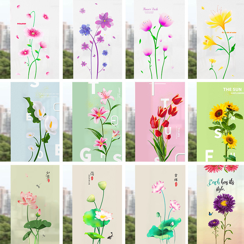 Anti-walking bathroom electrostatic grinded glass sticker toilet glass doors and windows anti-pylumonic sticker transparent opaque