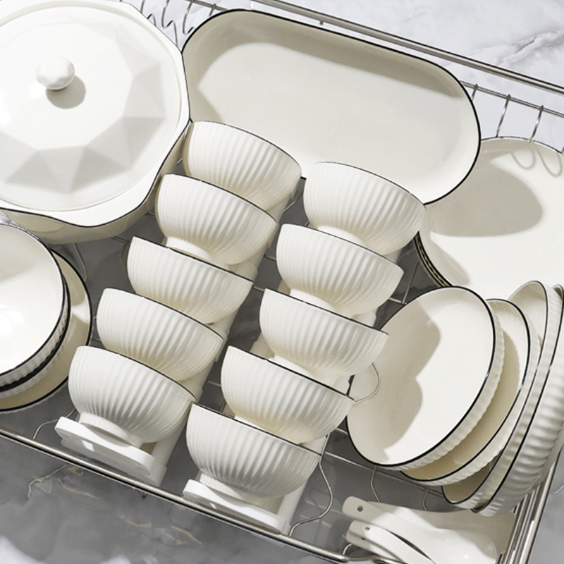 High-Quality Bowl and Plate Set for Home Use, Simple Bowl, Plate, and Chopstick Combination, New 2026 Ceramic Tableware Set for Housewarming