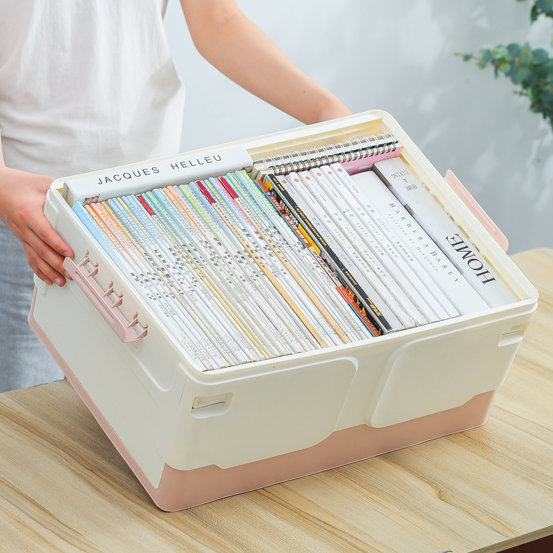 [USD 16.78] Book storage box foldable book box student classroom sort