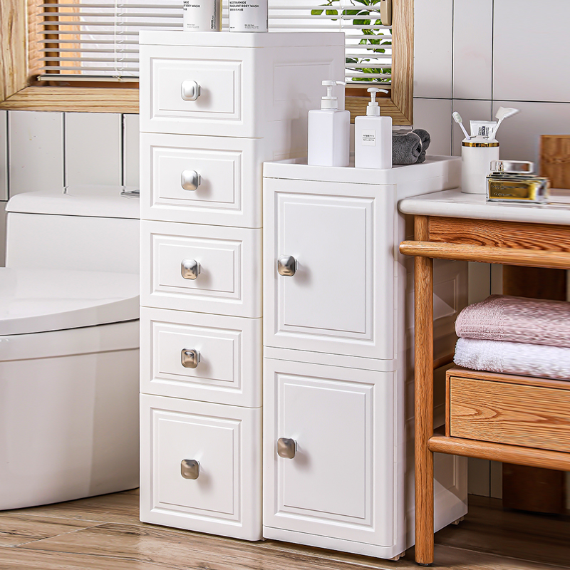 European-style crevice storage cabinet drawer plastic kitchen narrow edge gap shelf bathroom toilet storage cabinet
