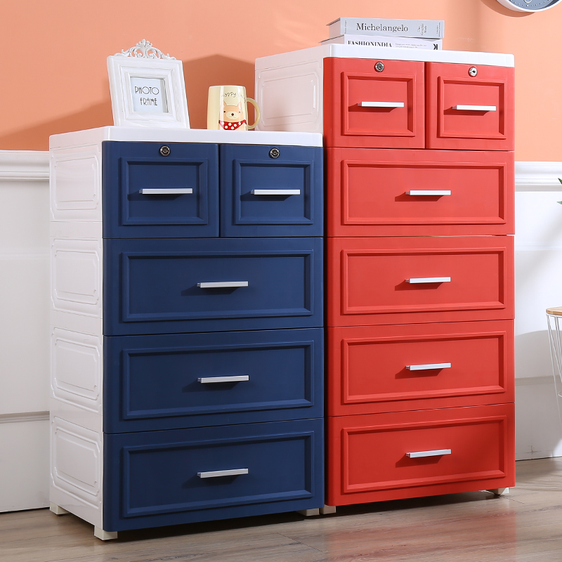 Thickened European-style containing cabinet drawer-type children wardrobe plastic storage cabinet Clothing Finishing Cabinet Five Bucket Cabinets