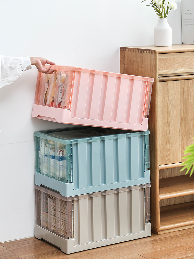 Thickened king-size foldable storage box Plastic covered book box Dormitory clothes storage box Snack finishing box