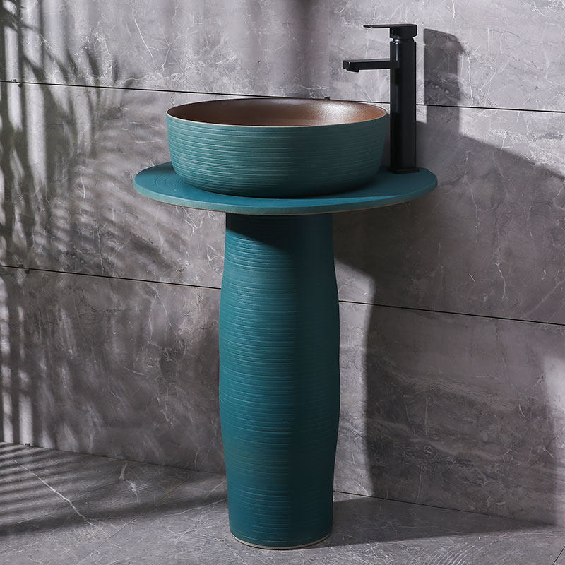 Column washbasin metal glaze bathroom washbasin washstand light luxury balcony integrated column basin garden pool household