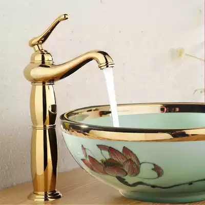 Delaichi European all copper water bridle wash basin Gold-plated faucet Table basin Antique hot and cold faucet