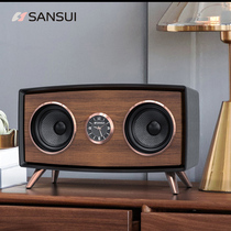 Landscape retro wooden desktop wireless Bluetooth speaker Heavy subwoofer Portable high-quality home living room 3d surround mini small audio small computer player