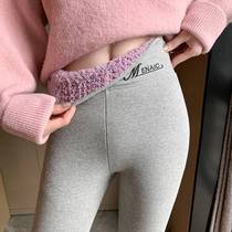 Special thick cloud plush bottle winter female winter new plus thickness wear high waist warm pants 9090