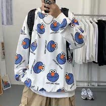 2022 round neck cartoon sweater couple men and women loose long-sleeved t-shirt autumn youth students casual bottoming shirt 1