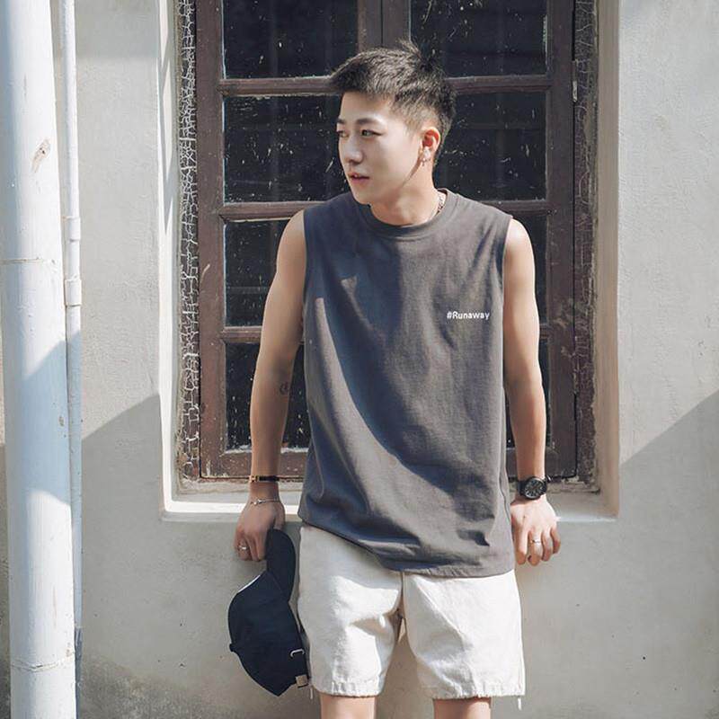 Vest Men's Boomer Shoulder Outside Wearing Pure Cotton Loose Basketball Machete Fitness Tide Card Sports Summer Sleeveless T-Shirt Man 