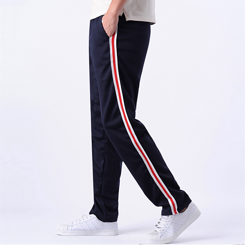 School uniform pants men and women primary and secondary school students high school students red, white and red a bar wide straight loose school pants sports pants