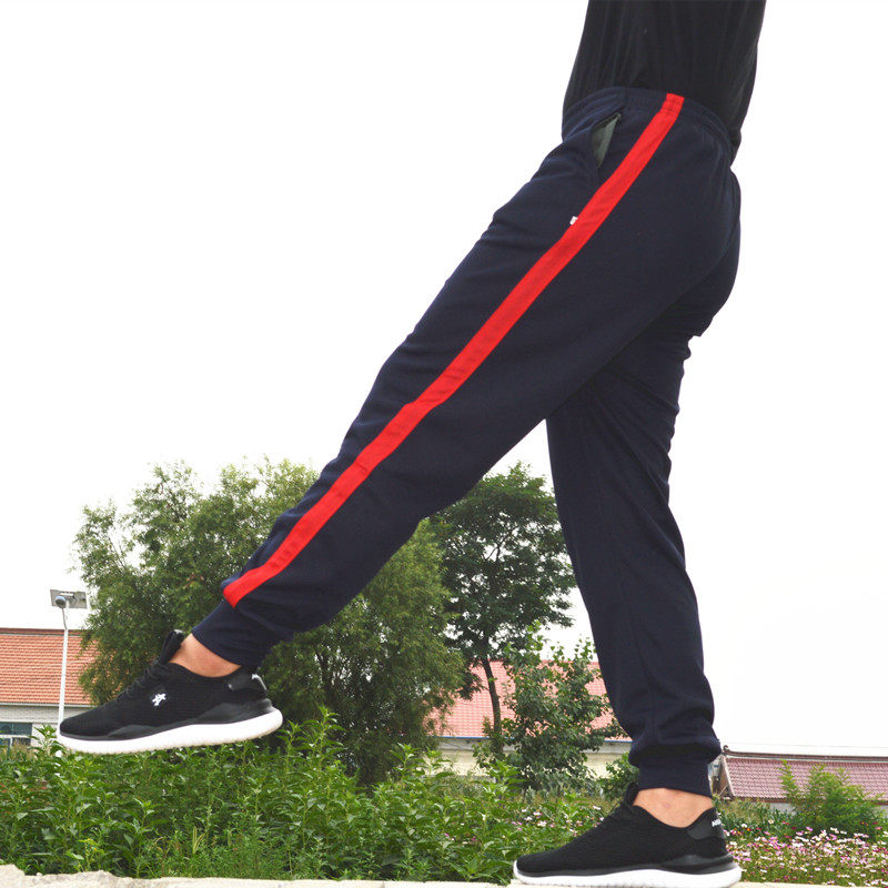 Summer men and women sports long pants junior high school pants together bar Pants Bunches Pants Toe-up Student pants One blue bar