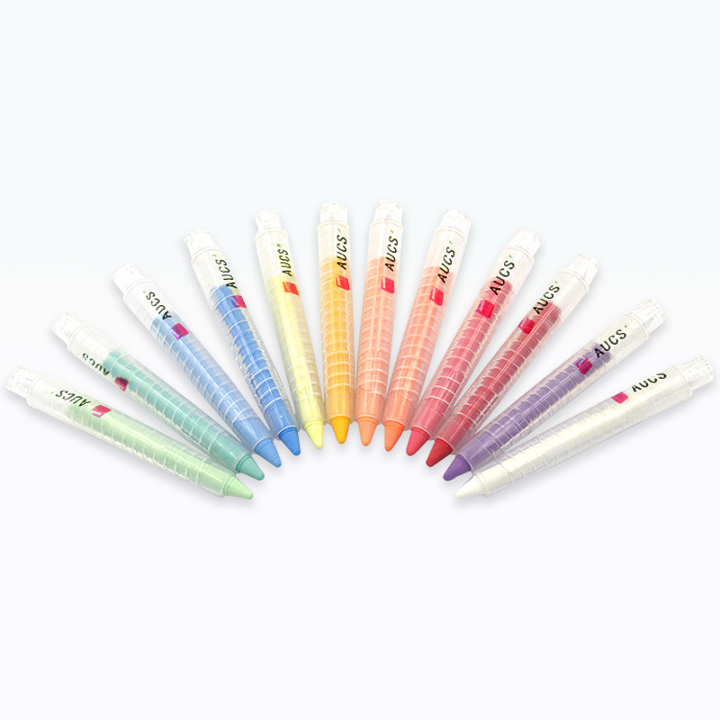 AUCS Dust-free Chalk Children Non-toxic Home Environmental Protection Safety Blackboard Green Board Kindergarten School Baby Student Blackboard Graffiti Painting Dust-free Pen 12 with pen tube boxed