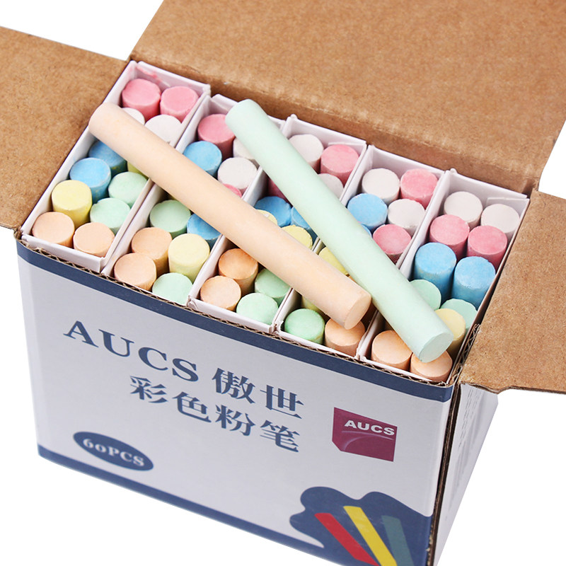 AUCS proud world colored chalk white chalk children graffiti pen green board blackboard pen newspaper special chalk 60 pieces