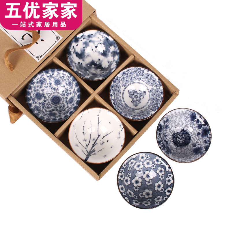 Kung fu tea set to restore ancient ways of blue and white porcelain ceramic tea set tea cup perfectly playable cup six masters cup gift box