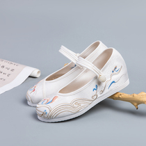 Baiqin Spring and Summer Original Hanfu Shoes Female Round Head Heightened Comfortable Daily Joker Student Plain Elegant Embroidered Cloth Shoes