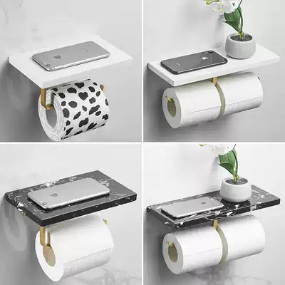 Brass marble paper towel holder cosmetic room roll toilet paper holder toilet toilet paper holder Nordic light luxury mobile phone toilet paper holder