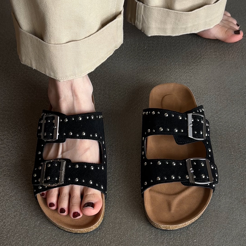 Sheepskin Version in Stock~ Thick-Soled Height-Increasing Open-Toe Slip-On Sandals for Women, Retro Studded Belt Buckle Birkenstock-Style Shoes Sheepskin Version in Stock~ Thick-Soled Height-Increasing Open-Toe Slip-On Sandals for Women, Retro Studded Belt Buckle Birkenstock-Style Shoes