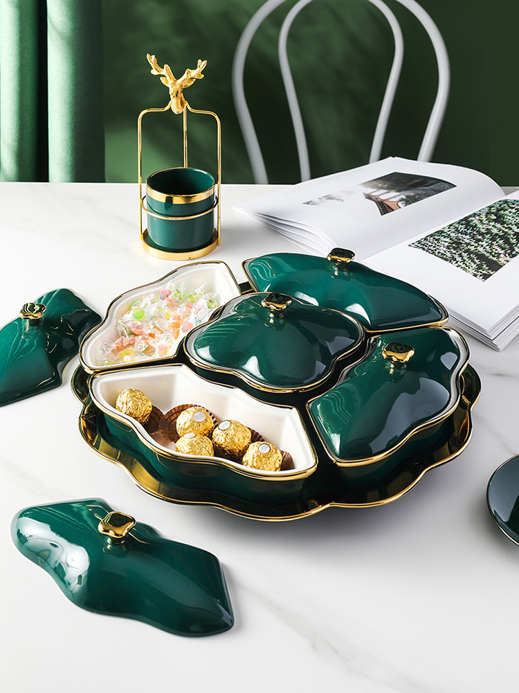 McCarren rotates ceramic split with a European snack box candy box Light luxury fruit disc