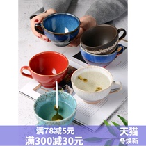 McAllen exports Europe and the United States retro American kiln change cappuccino flower coffee cup breakfast cereal water Cup