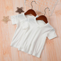 Japanese childrens mesh short-sleeved summer baby soft top Cotton Girls  T-shirt breathable hollow-out short-sleeved boys