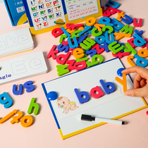 Childrens early education 26 English alphabet teaching aids Magnetic stickers English word cards spelling blackboard toys Wood