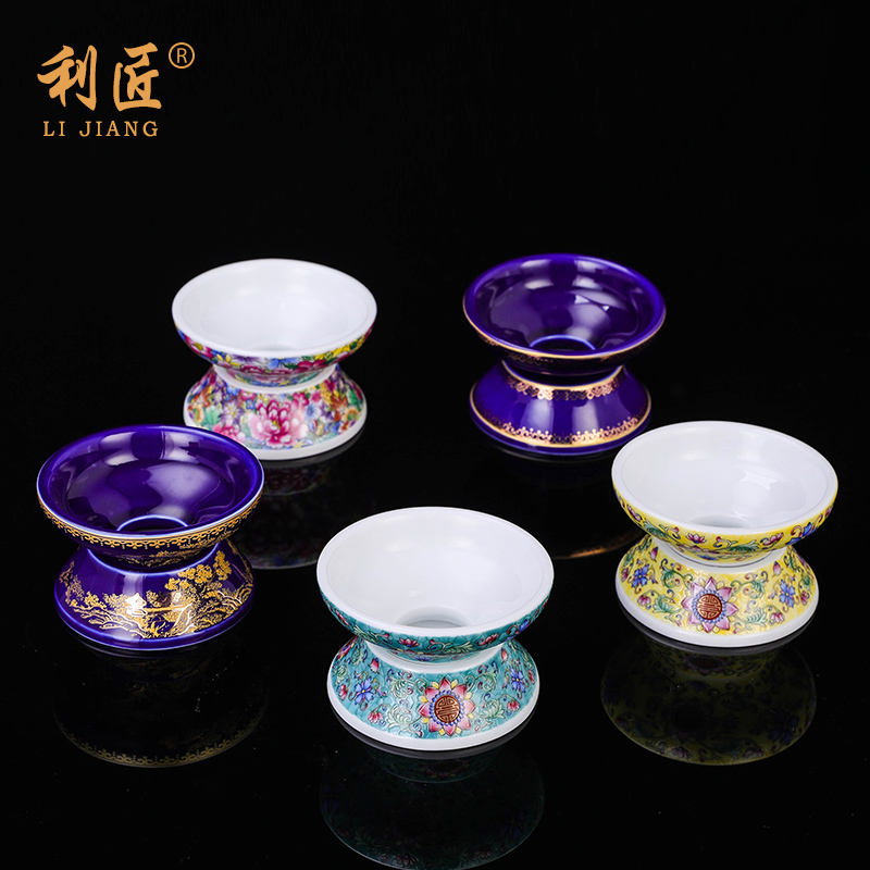 Lijiang enamel color ceramic tea leak tracing gold tea filter Creative tea filter net Tea maker frame Kung Fu tea accessories