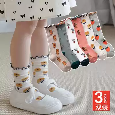 Children's color socks tide ins summer fluorescent candy color loose socks men's and women's children's baby long tube thin bubble socks