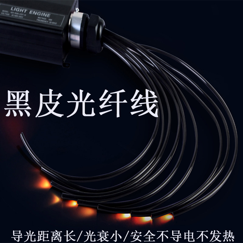 软质黑皮光纤端点尾部发光光纤黑皮导光纤维通体黑皮光纤照明光纤