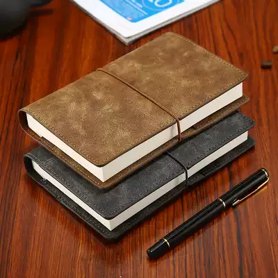 Creative A6 Notepad thick student diary simple portable small notebook retro travel hand account book fashion strap book business office notebook stationery book custom LOGO