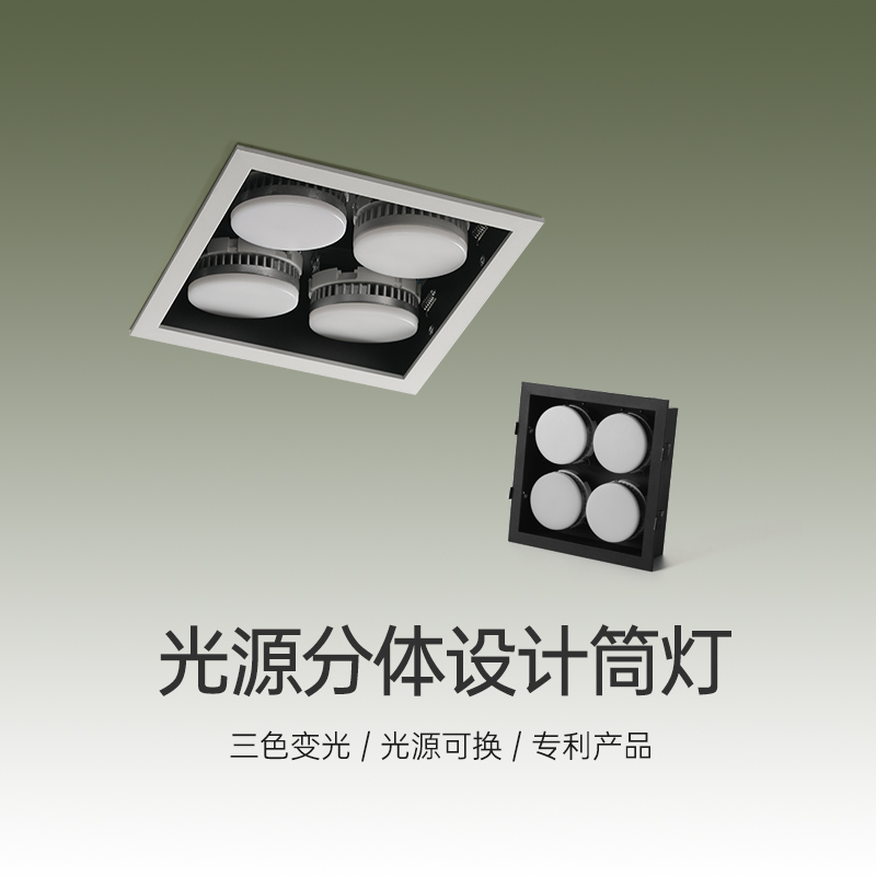 LED sweet flower downlight grille ceiling guest dining room without main lighting four-head 4000K embedded bold bucket light