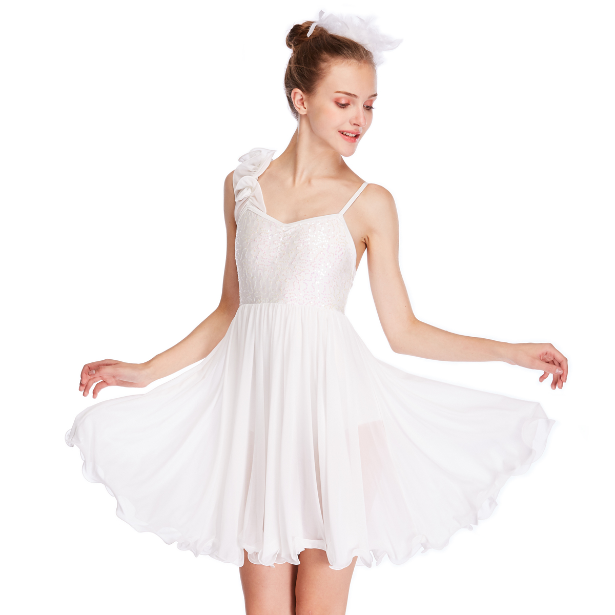 Virtue dance costume fairy dress rainbow sequins modern dance costume ballet dance skirt adult child girl