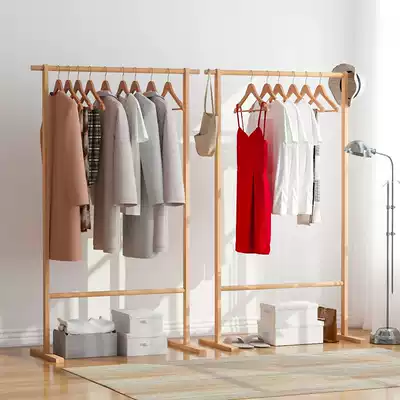 Log Beech Nordic bedroom floor-to-ceiling hanger indoor all solid wood hanging coat rack women's clothing store clothes hanger