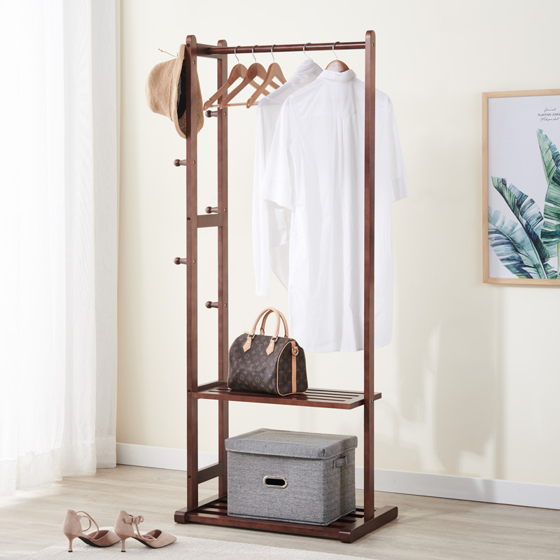 Nordic hanging clothes hanger corner full solid wood clothes hat rack multifunctional floor sleeping Home Indoor wood hanging clothes rack