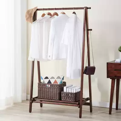 Hanging clothes rack floor bedroom all solid wood coat rack household indoor movable simple room hanging clothes shelf