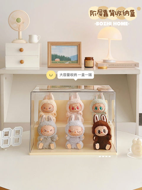 Labubu Display Box Transparent Tiered Labubu Pendant Doll Figurine Display Cabinet Blind Box Storage Display Stand