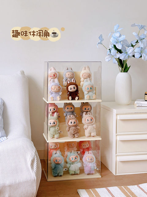 Labubu Display Box Transparent Tiered Labubu Pendant Doll Figurine Display Cabinet Blind Box Storage Display Stand