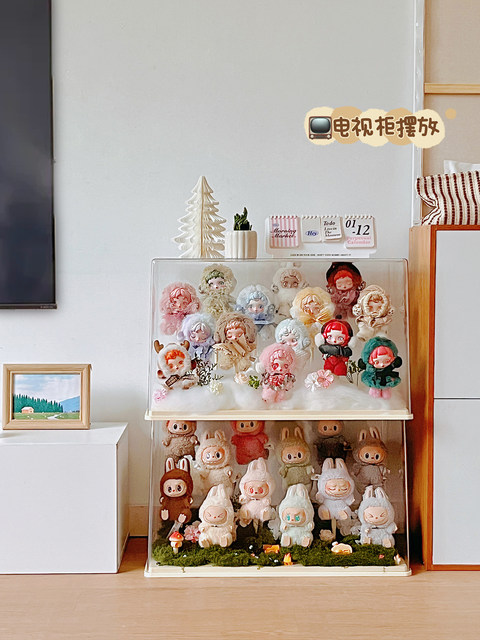 Labubu Display Box Transparent Labubu Dust Cover Doll Pendant Display Stand Doll Storage Display Cabinet