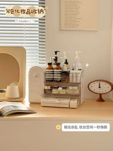 Transparent Cosmetic Storage Box Desktop High-End Makeup Brush Lipstick Makeup Box Drawer-Type Dressing Table Storage Rack