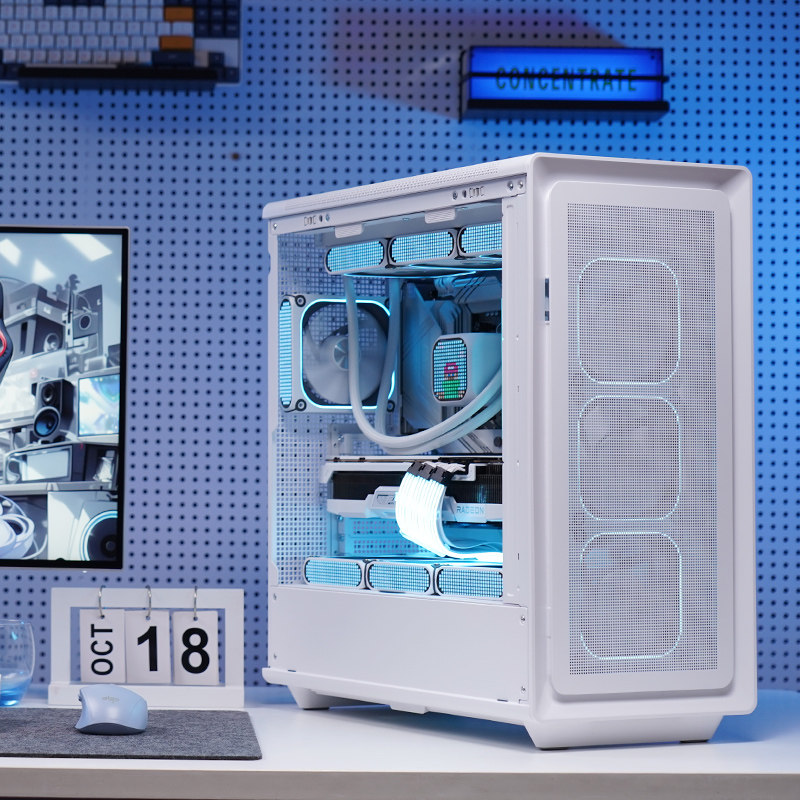 Aigo Fu Yao Qianli Desktop Computer Case 360 Water Cooling Atx Motherboard Six-Sided Mesh Heat Dissipation