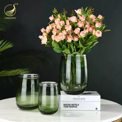 Modern simple transparent glass vase ornaments home living room TV cabinet table hydroponic flower arrangement decoration set