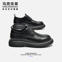 Mark Huafei leather shoes mens business casual mens shoes summer style breathable British black Martin boots tooling heightening shoes