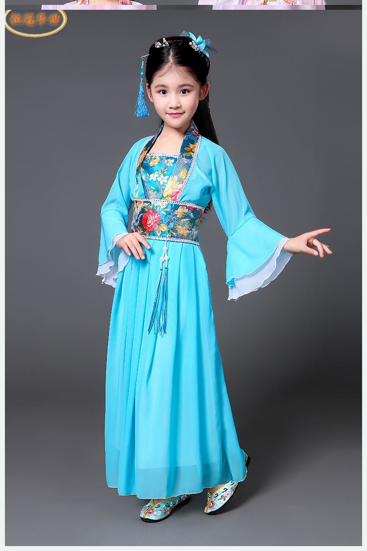 khiêu vũ trang phục cổ xưa 14 tuổi Han quần áo cô gái 10-12 sinh viên gió của Trung Quốc năm 2018 quần áo cô gái cổ điển 12 tuổi.