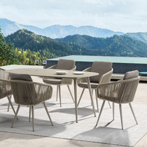 Outdoor table and chair three-piece set Nordic courtyard cafe dining table and chair balcony rattan chair small tea table combination rattan furniture